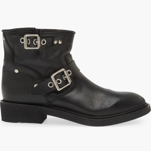 Golden Goose Shoes - Black Leather Buckle Ankle Boots - Women's